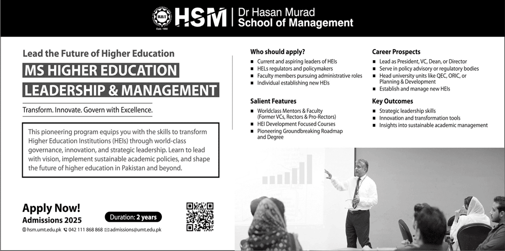 Admission Open in Dr Hasan Murad School of Management